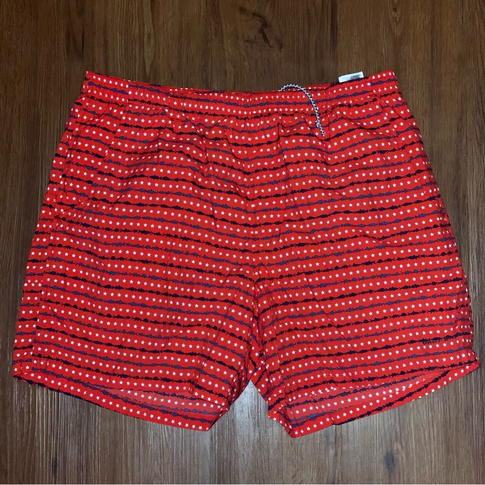 Men’s Columbia PFG Water Shorts Red White and Blue Patriotic Size Large